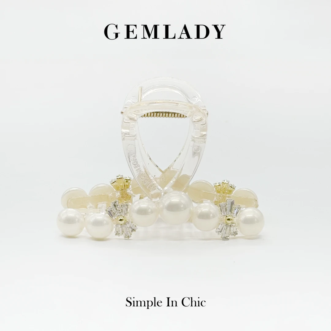 GEMLADY/宝石少女【窈窕】贝珠水钻一字小交叉发夹