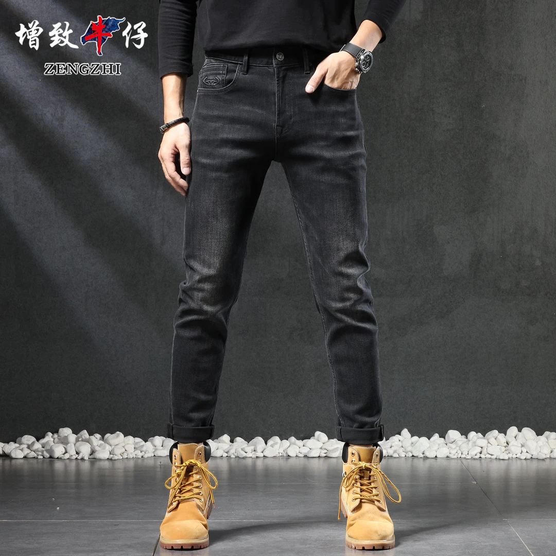 ZENGZHI/增致牛仔315#庄严黑男士牛仔裤潮流弹力时尚百搭小直筒