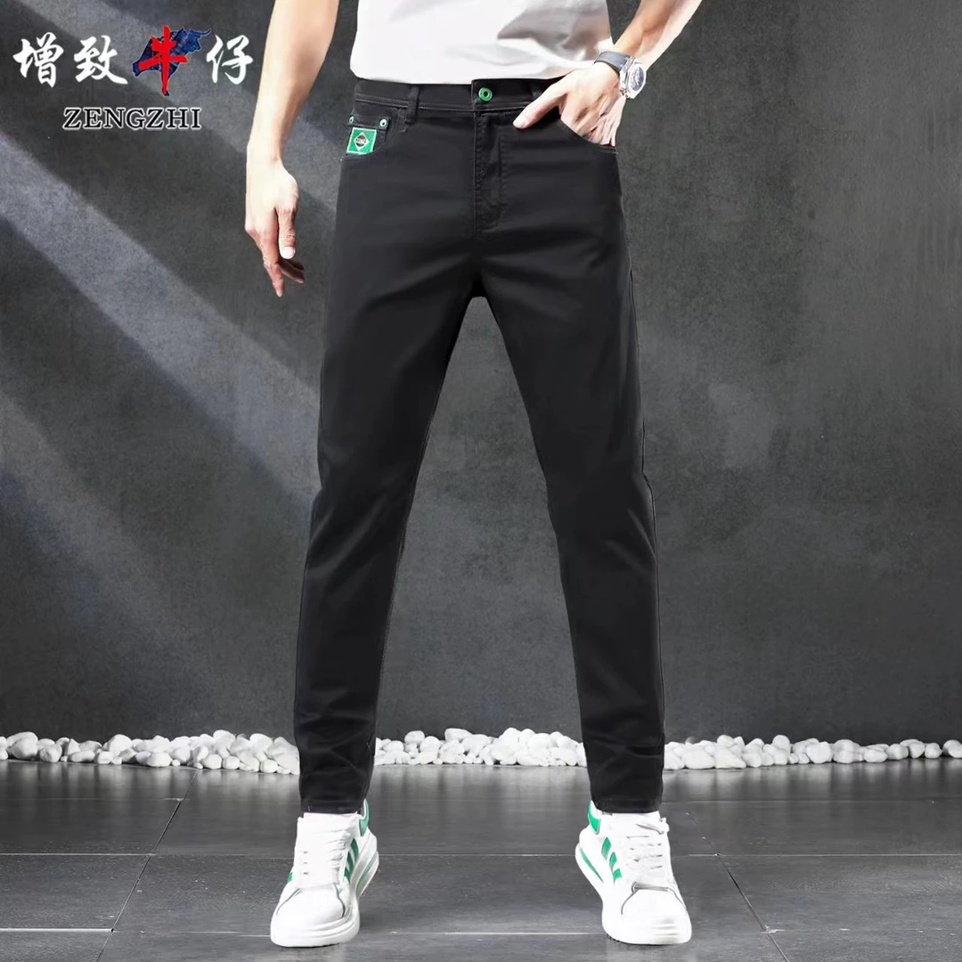 ZENGZHI/增致牛仔580#黑色牛仔裤男舒适百搭莱赛尔天丝薄款小直筒
