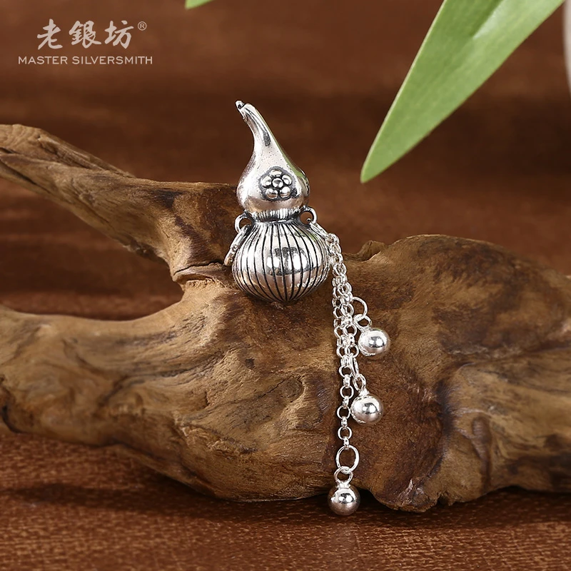 【老银坊】s925银梅花葫芦吊坠 0089284
