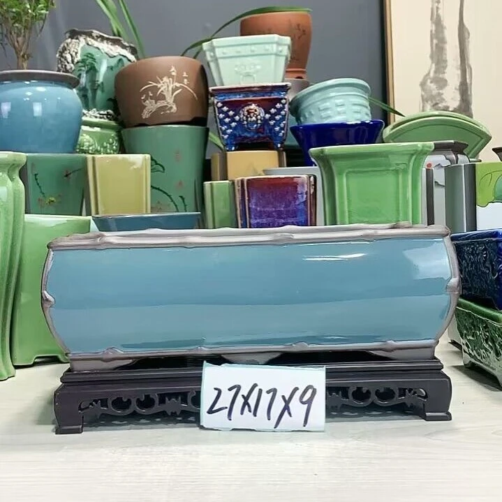 绿植【盆大号哥窑紫砂竹节马槽盆