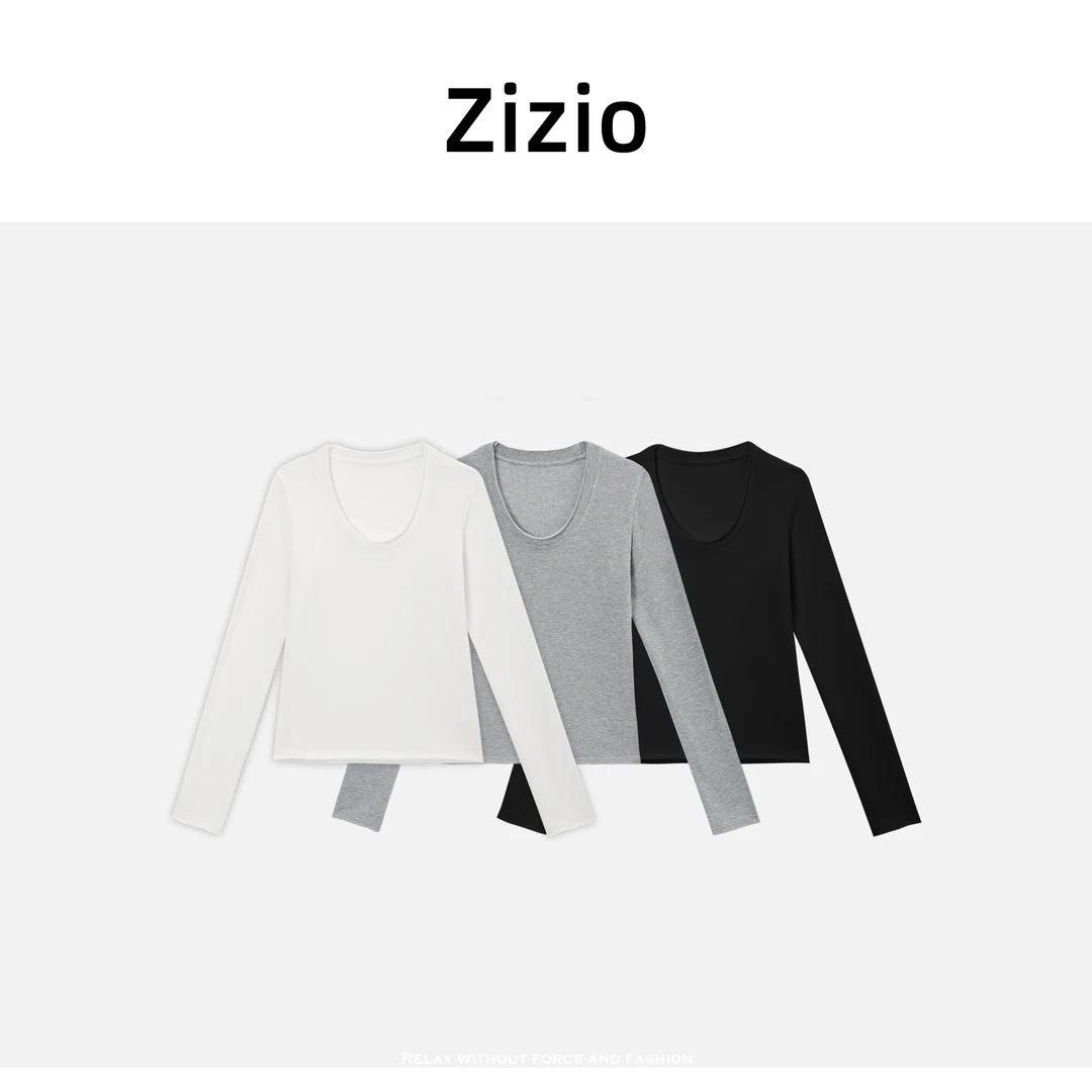 Zizio 糯糯打底 加厚抓毛仿羊绒软糯U领卷边显瘦t24XZ0151