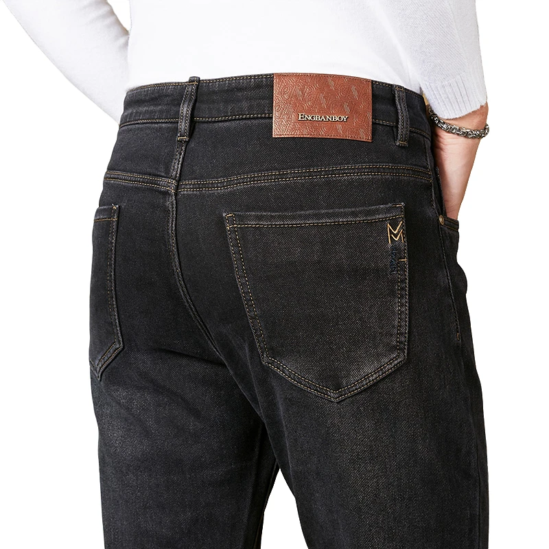 BAILEYPOUSE/贝利普思秋冬款牛仔裤男高档修身直筒裤男士黑色时尚