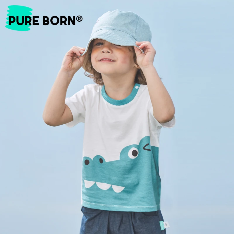 博睿恩男女宝宝短袖t恤夏季婴童薄款圆领卡通上衣半袖