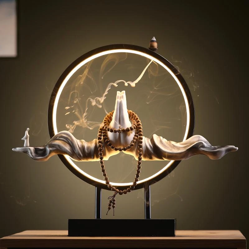 倒流家居家用室内熏香创意禅意檀香沉香茶道个性客厅玄关陶瓷摆件