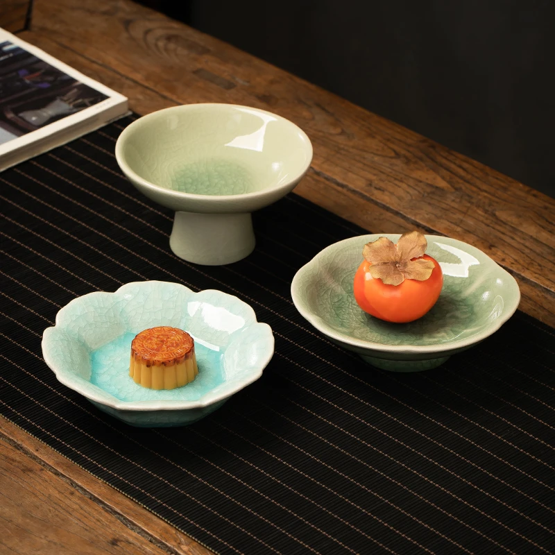 创意陶瓷高脚茶点网红水果盘家用客厅点心零食坚果糖果盘贡盘供盘