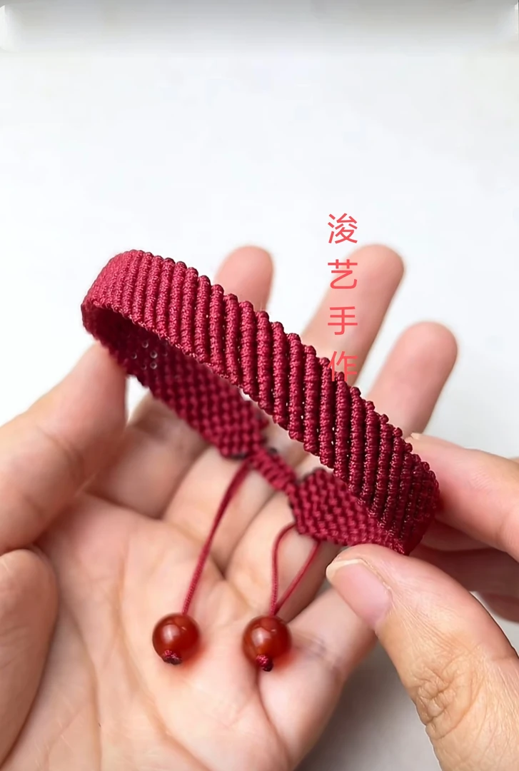 非金属布艺手链 手工编织2025蛇年本命年伸缩粗手链男女宽版红绳