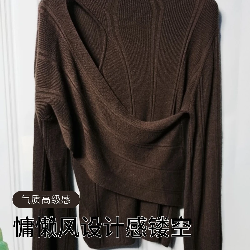 2023慵懒风设计感镂空秋冬新品气质高级感毛衣套头打底衫女