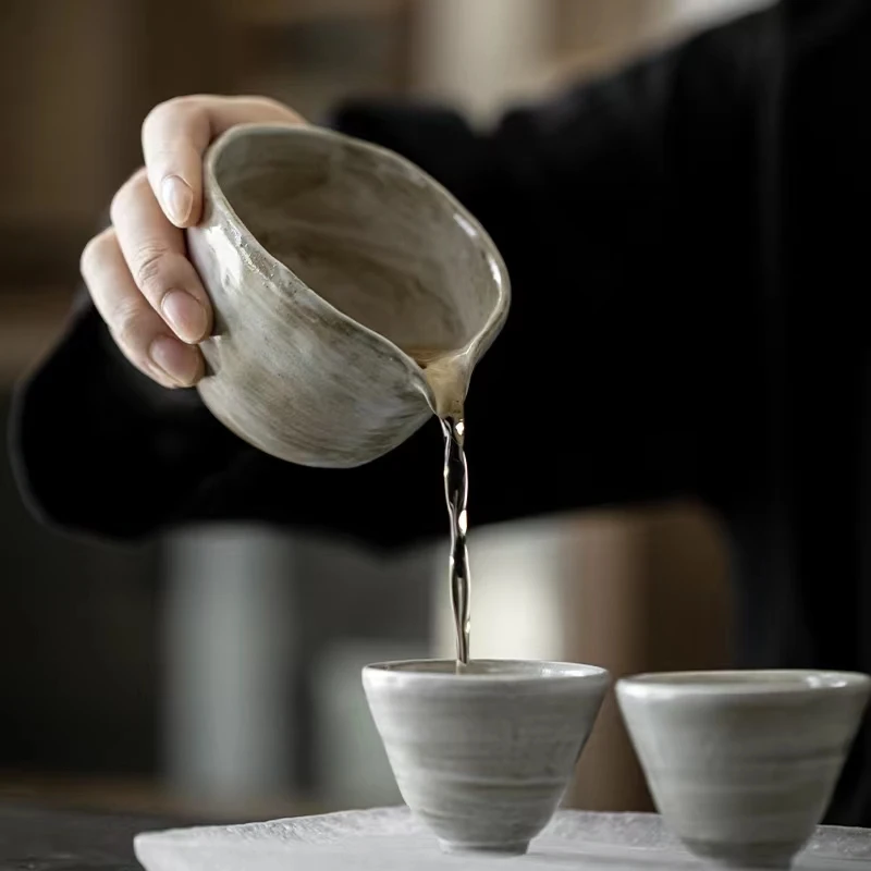 念响草木祠粗陶手工公道杯陶瓷禅意茶海茶漏杯防烫分茶杯JT02