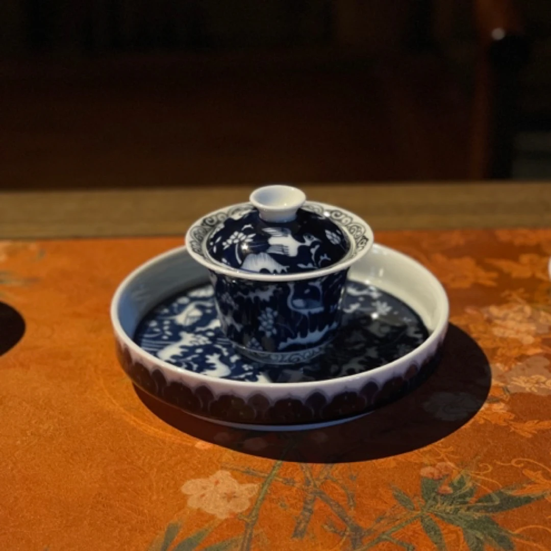 一路连科青花盖碗➕壶承140ml