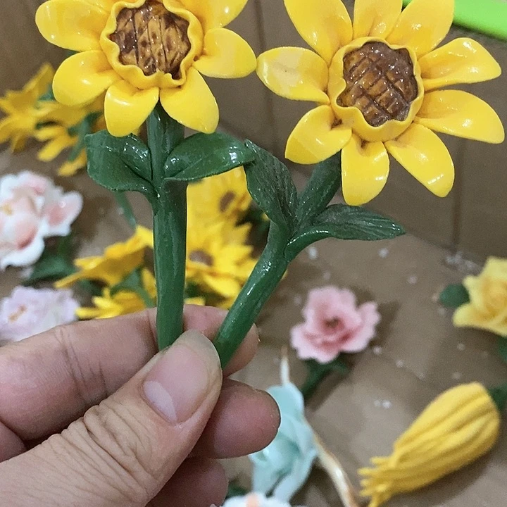 瓷片纯手工陶瓷花摆件1瑕疵