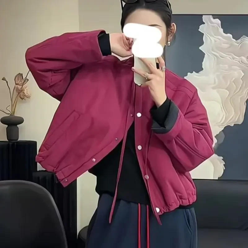 X24210韩版夹棉外套秋冬新款撞色上衣