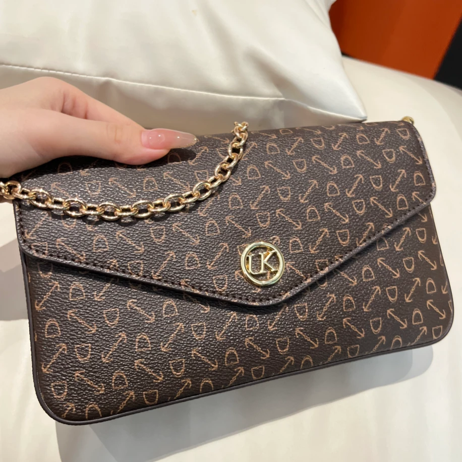 【URICK】2025秋冬新款手提斜挎链条信封包咖A9701-3女士新款包包