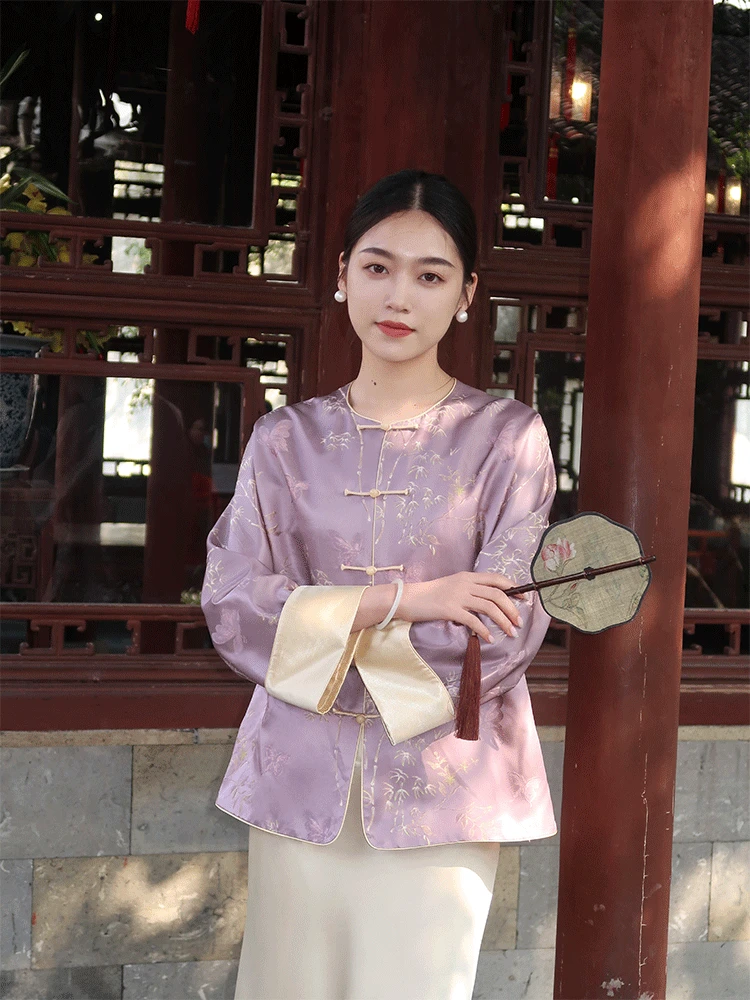 勾丝--【春风物诗】良辰媄锦桑蚕丝新中式国风外套衣长约66CM