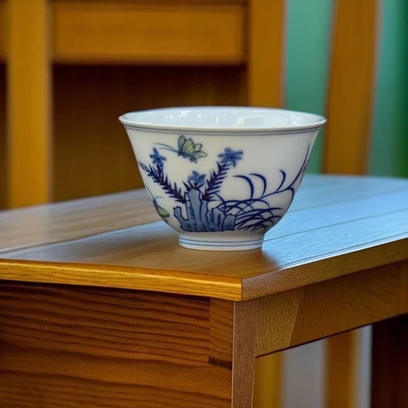 【小乔赏瓷】涂杏花景德镇手工手绘斗彩三秋杯txh233.