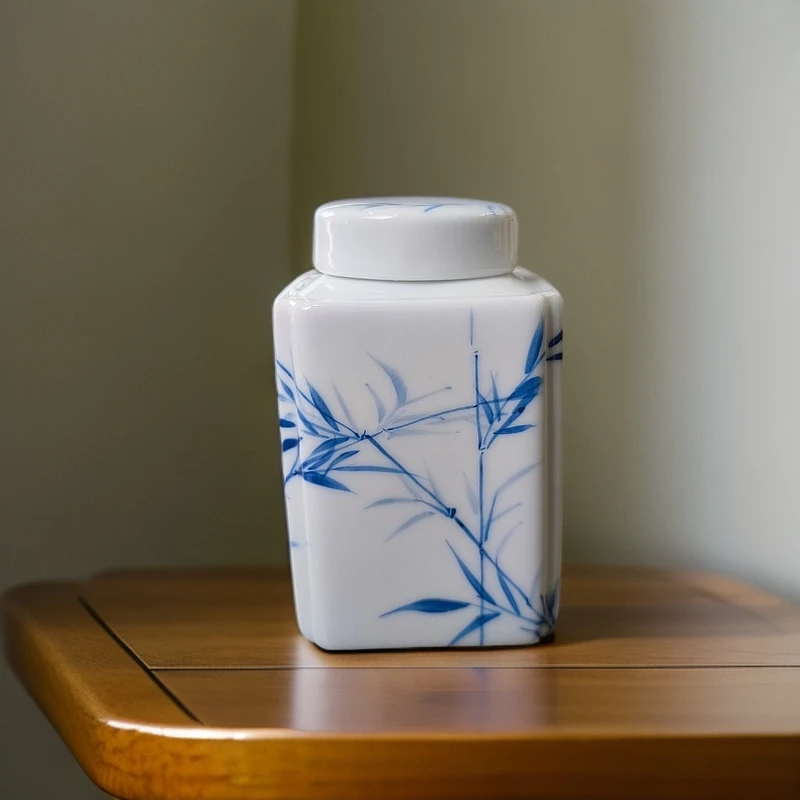 【小乔赏瓷】景德镇手工手绘竹茶叶罐