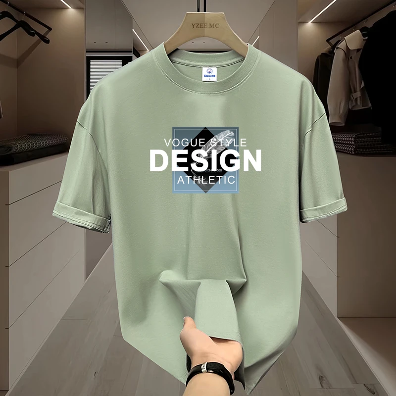 男士男装短袖重磅新疆长绒棉纯棉t恤男女宽松白色圆领半袖夏季