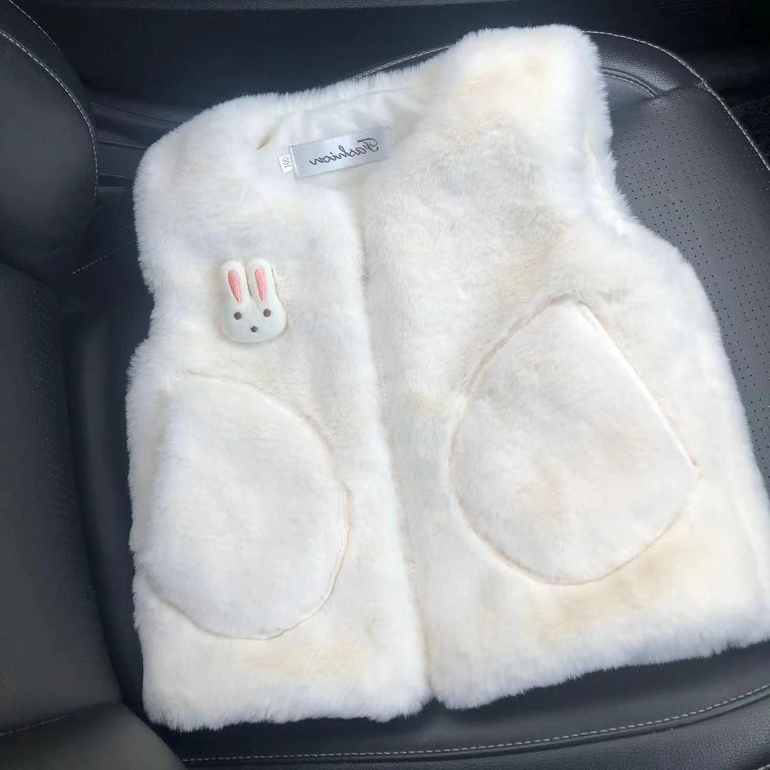 女童马甲毛马甲儿童毛毛坎肩新款宝宝秋冬加厚夹棉爆款公主风外搭