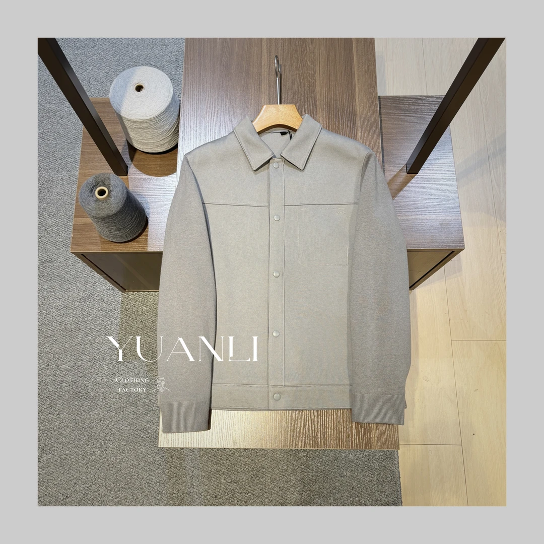 【3096-YL】高奢男装 2024秋冬翻领休闲男士绵羊毛针织夹克外套