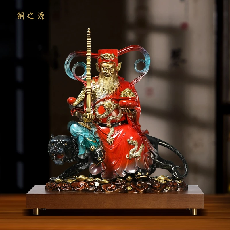 中式全铜武财神赵公明摆件五路财神佛像赵公明财神骑黑虎开业礼品