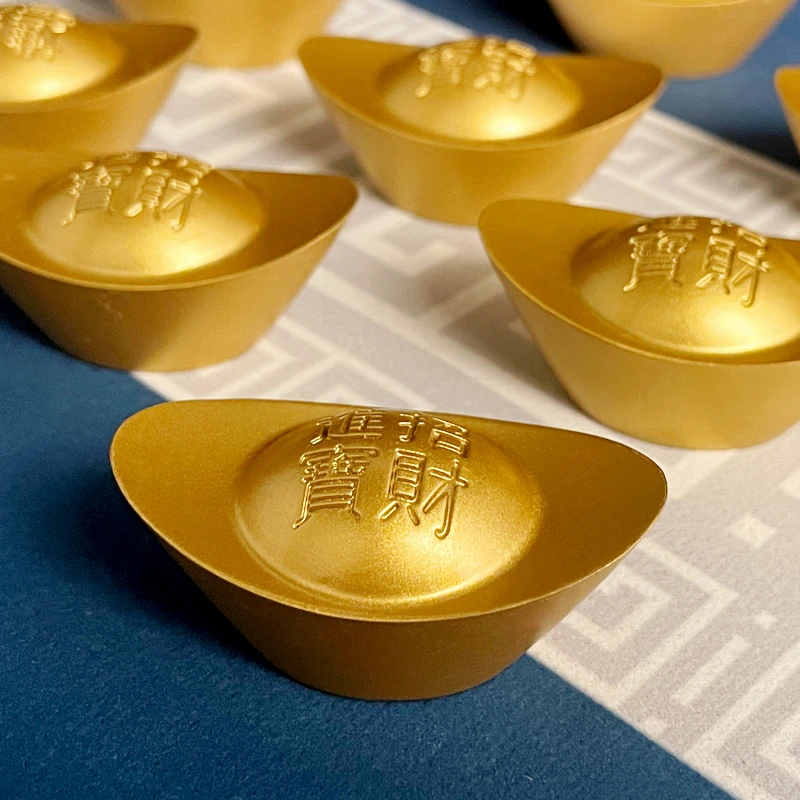 黄铜元宝摆件家居客厅店铺聚宝盆装饰仿真元宝乔迁开业礼品