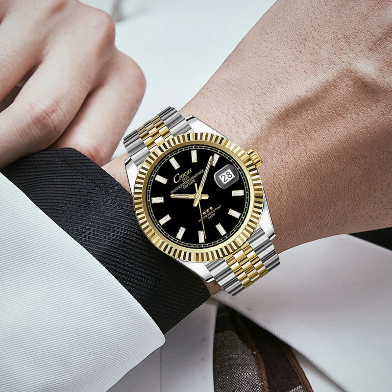 C间金冰糖系列高档百搭日历腕表原装防水气质男表经典男士手表