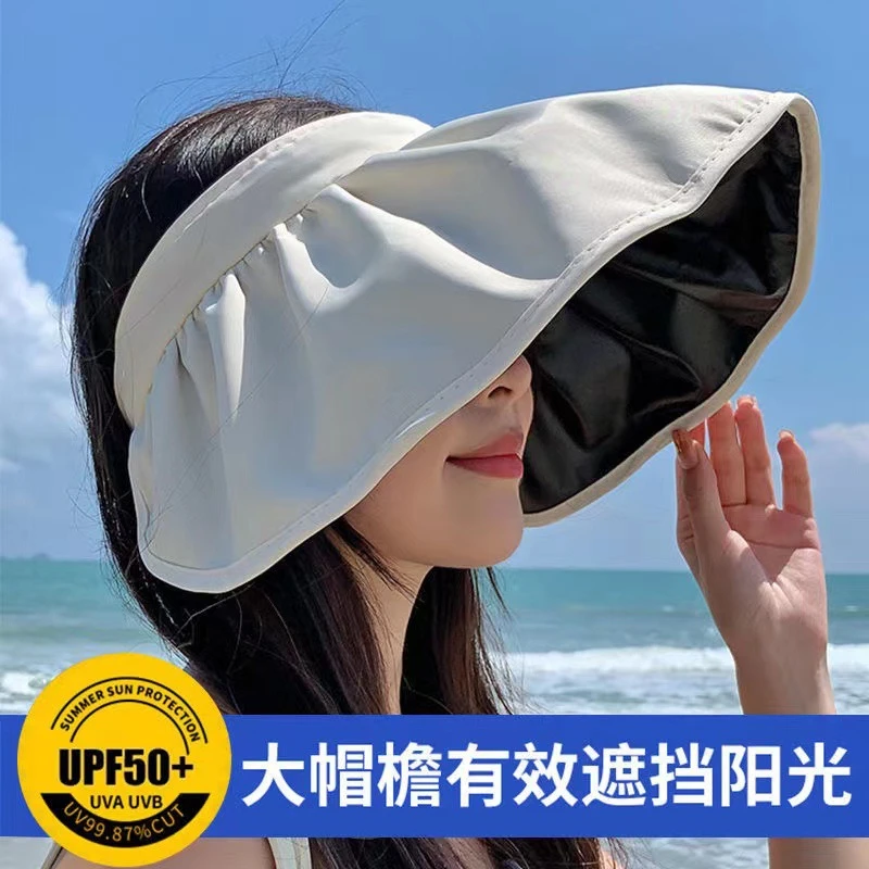 【网红贝壳防晒帽】一元女士防紫外线遮阳遮脸可折叠空顶帽批发