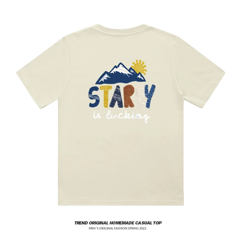 晴天山系短袖夏季日系纯棉宽松洋气慵懒风港味ins潮T恤
