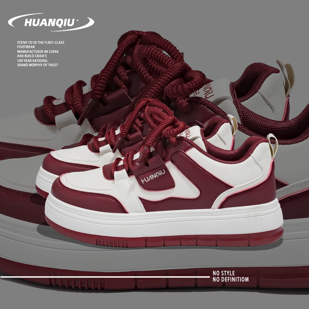 环球酒红板鞋女2025春季新款学生韩版百搭轻便软底潮流厚底休闲