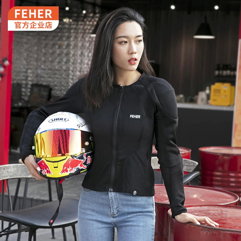 FEHER飞儿摩托车护甲衣软甲机车骑行服防摔网眼透气修身女夏季