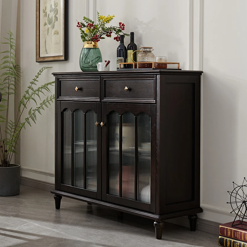 美式复古餐厅实木餐边柜中古风法式靠墙储物柜矮柜茶水柜客厅边柜