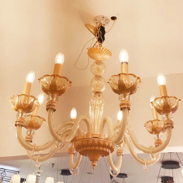 欧式蜡烛吊灯8头美式轻奢复古法式家用创意简约餐厅酒店大气北欧