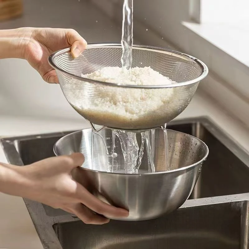 不锈钢沙拉碗和面盆家用加厚厨房烘焙打蛋盆漏盆洗菜盆沥水篮