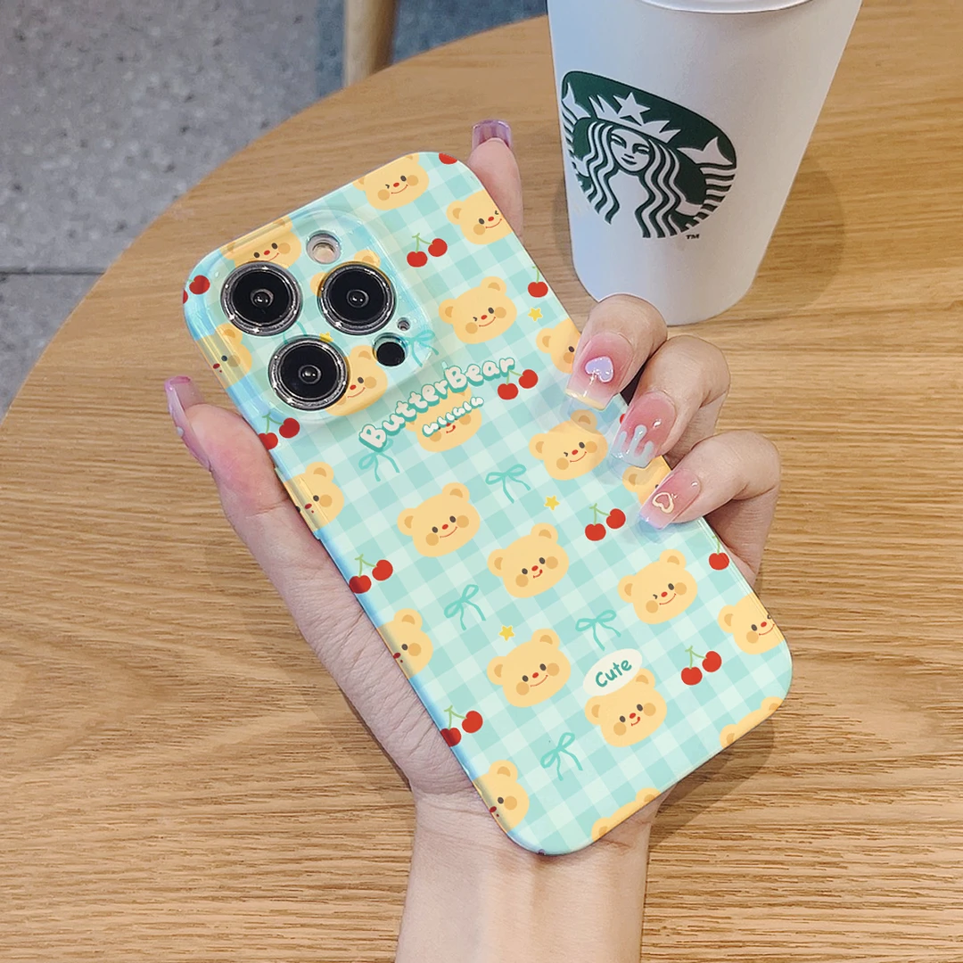 车厘子小熊适用苹果15/14promax手机壳华为vivo小米oppo卡通