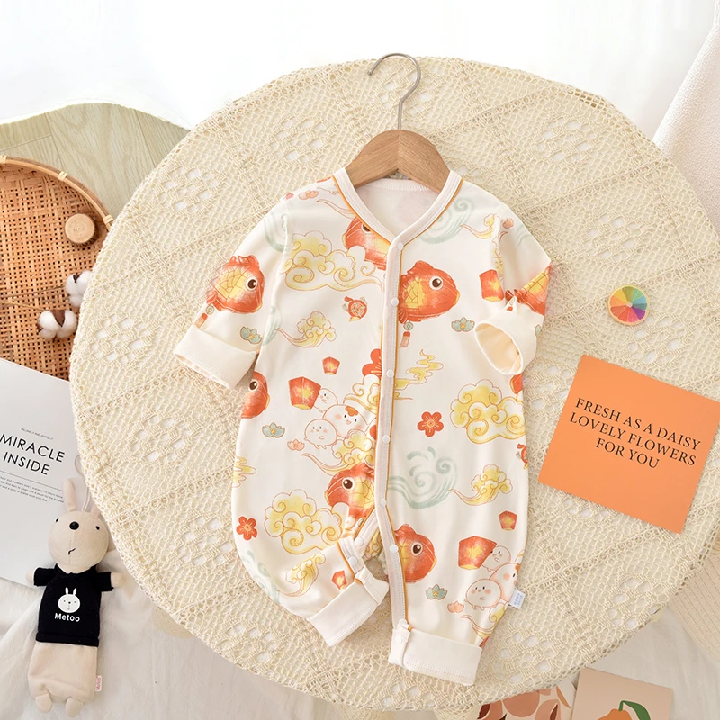 【2024秋上新】婴儿连体衣长袖爬服新生儿衣服潮流宝宝哈衣春秋装