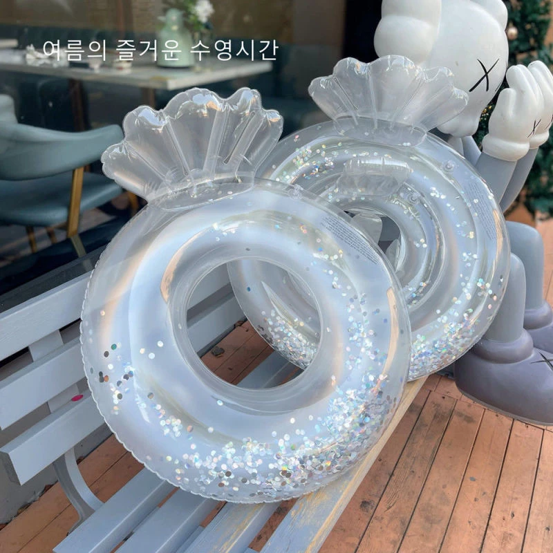 游泳圈儿童腋下ins网红幼儿宝宝座圈小孩透明贝壳加厚浮力救生圈