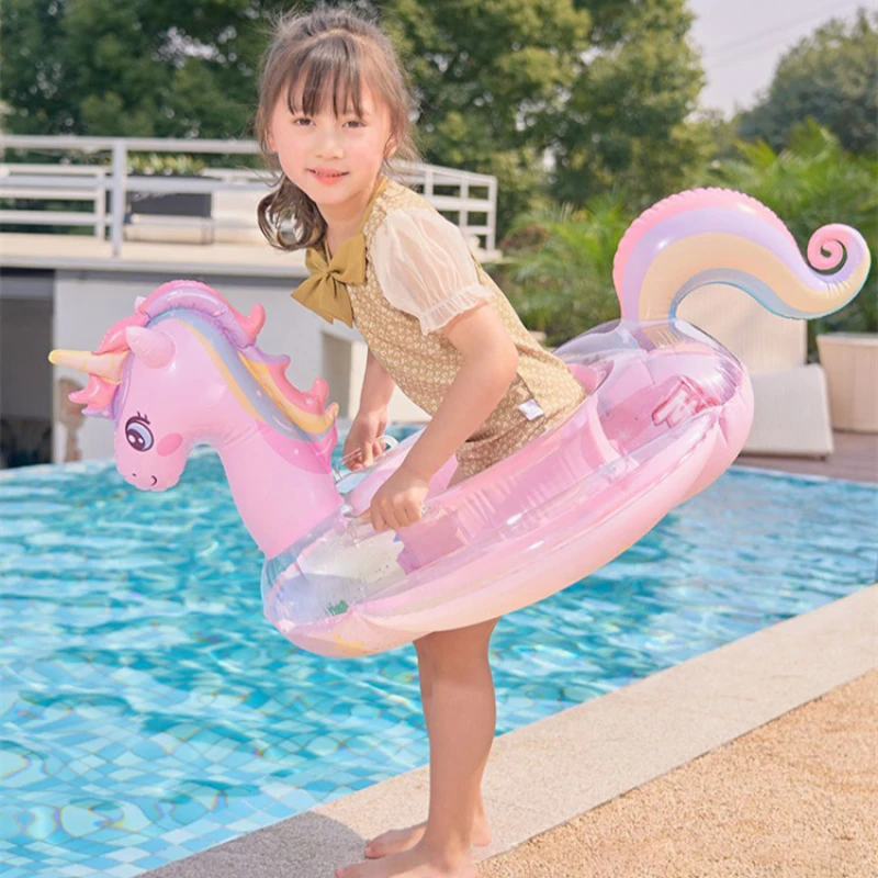 网红ins彩虹马儿童座圈加厚婴幼儿坐圈独角兽游泳圈充气腋下泳圈
