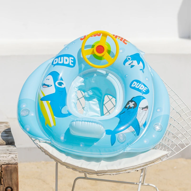 ins网红鲨鱼儿童座圈游泳圈可爱宝宝充气加厚男女童安全幼儿泳圈