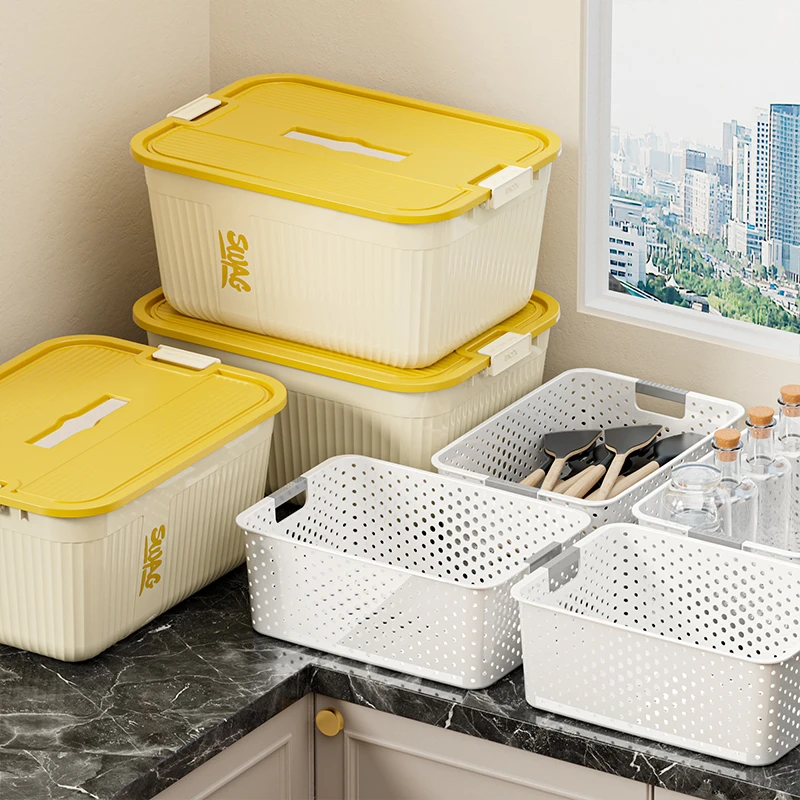 【超值七件套】宿舍家用带盖手提收纳箱玩具零食杂物专用收纳整理盒
