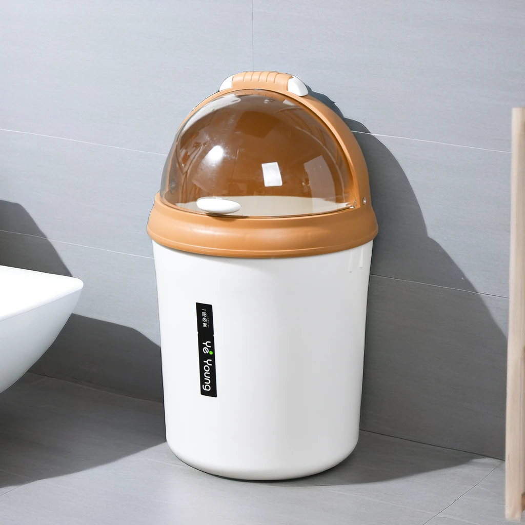 卫生间翻盖垃圾桶防臭厨房带盖家用塑料太空舱垃圾桶日式