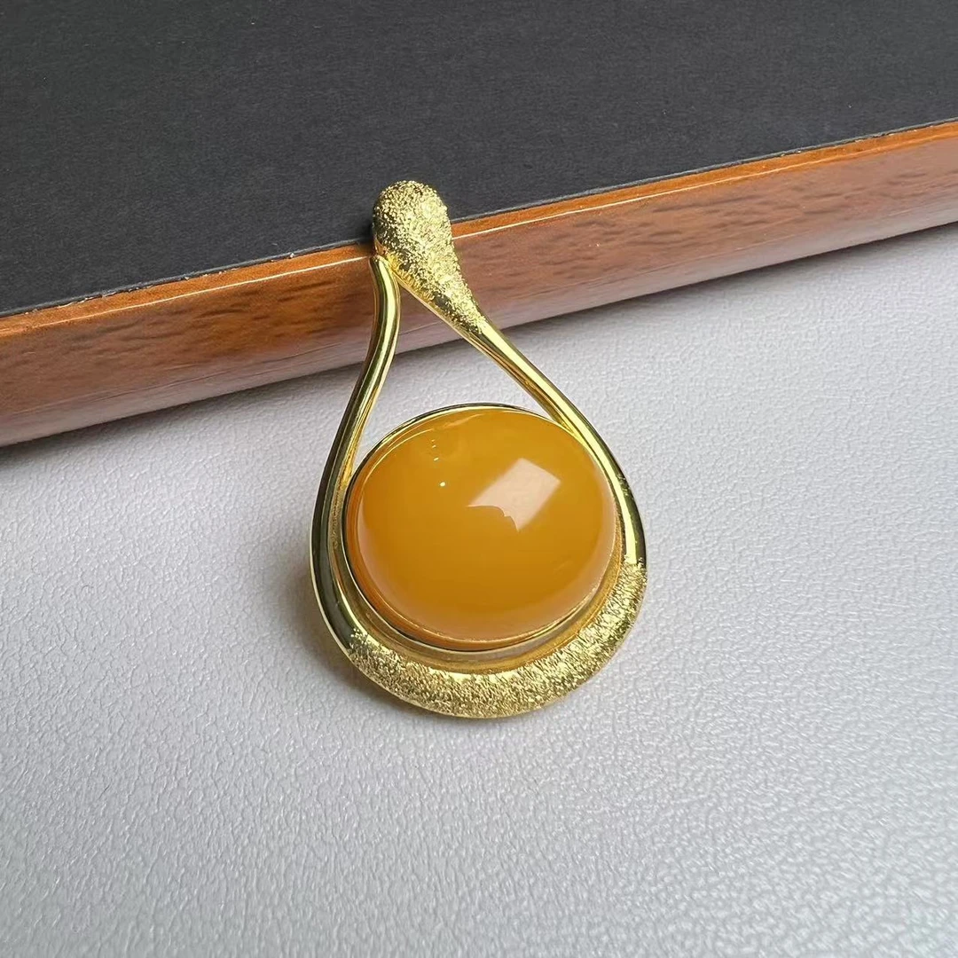 【子选好物】15 ZC6967-S925银蜜蜡吊坠-多样性发其一-15.5×17.5mm