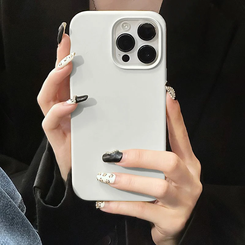 ins大孔14液态硅胶11白色手机壳15promax防摔13/12磨砂新款plus