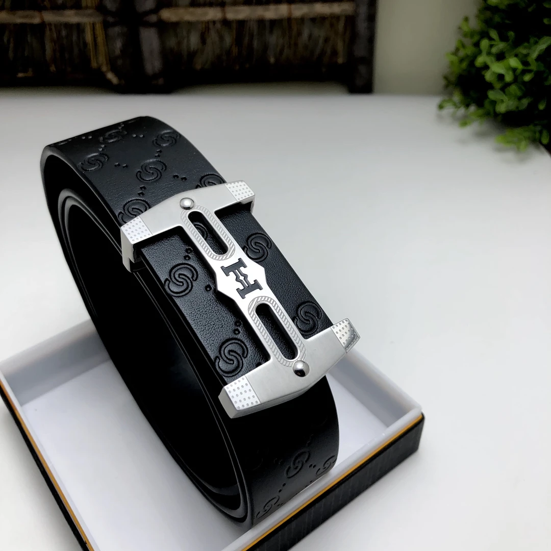 经典意大利头层植鞣皮304钢3.8宽平滑扣男士腰带