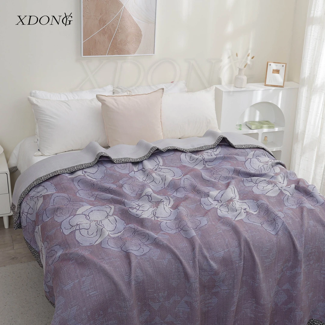 XDONGY（冬云家纺）240*250高定蚕蛹蛋白 芳花集 紫色 丝柔床盖 毯