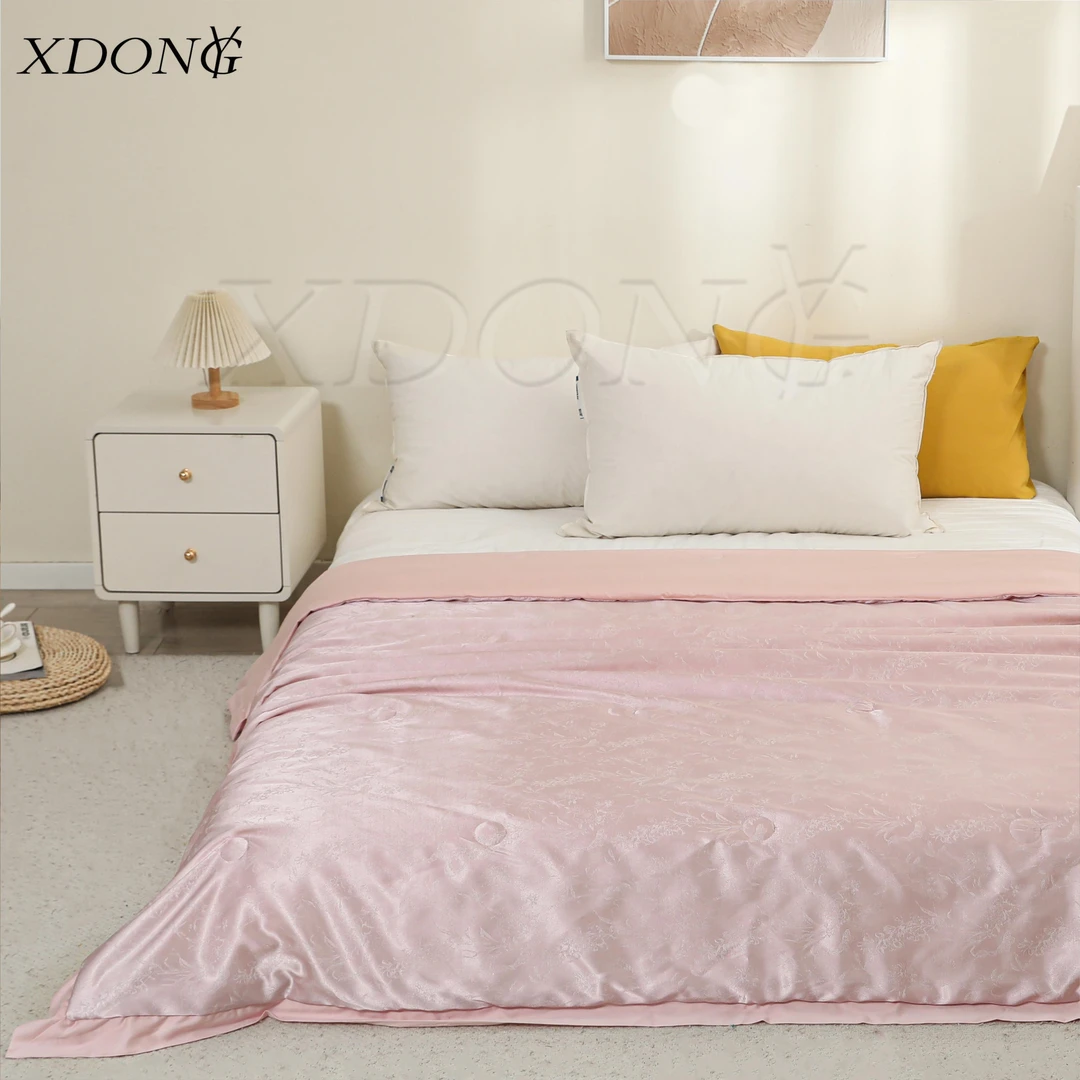 XDONGY（冬云家纺）高端200*230贡缎 蚕蛹蛋白肽 茜影粉色 夏被