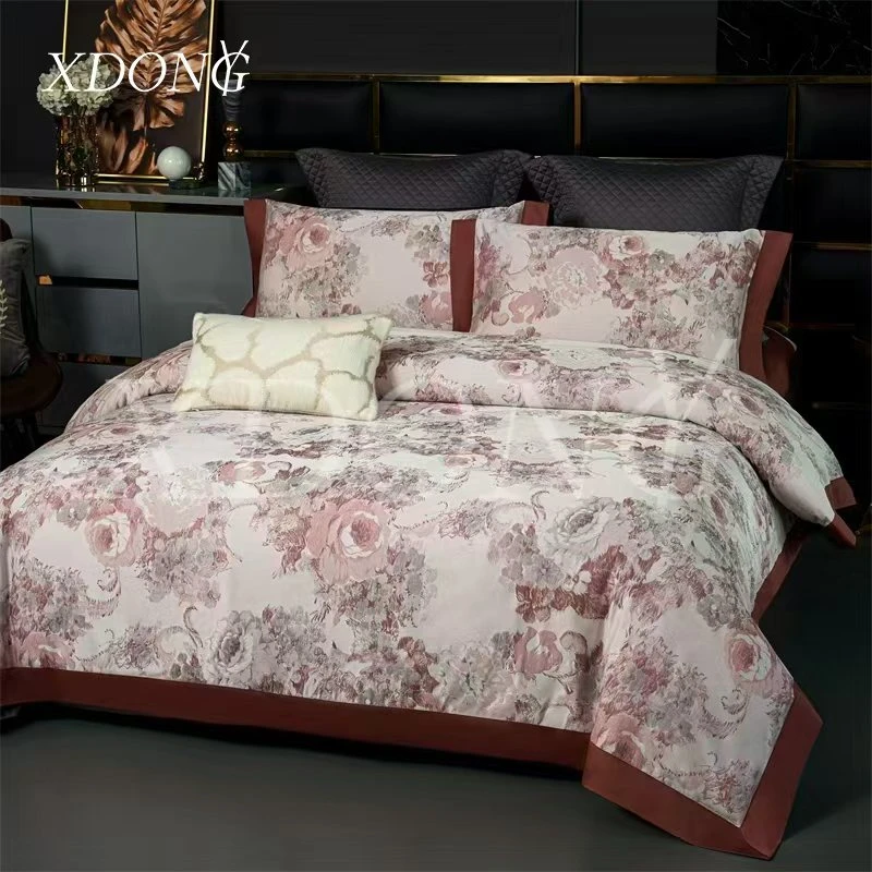 XDONGY（冬云家纺）高奢200*230香云锦 缎 玉树庭花红色 四件套