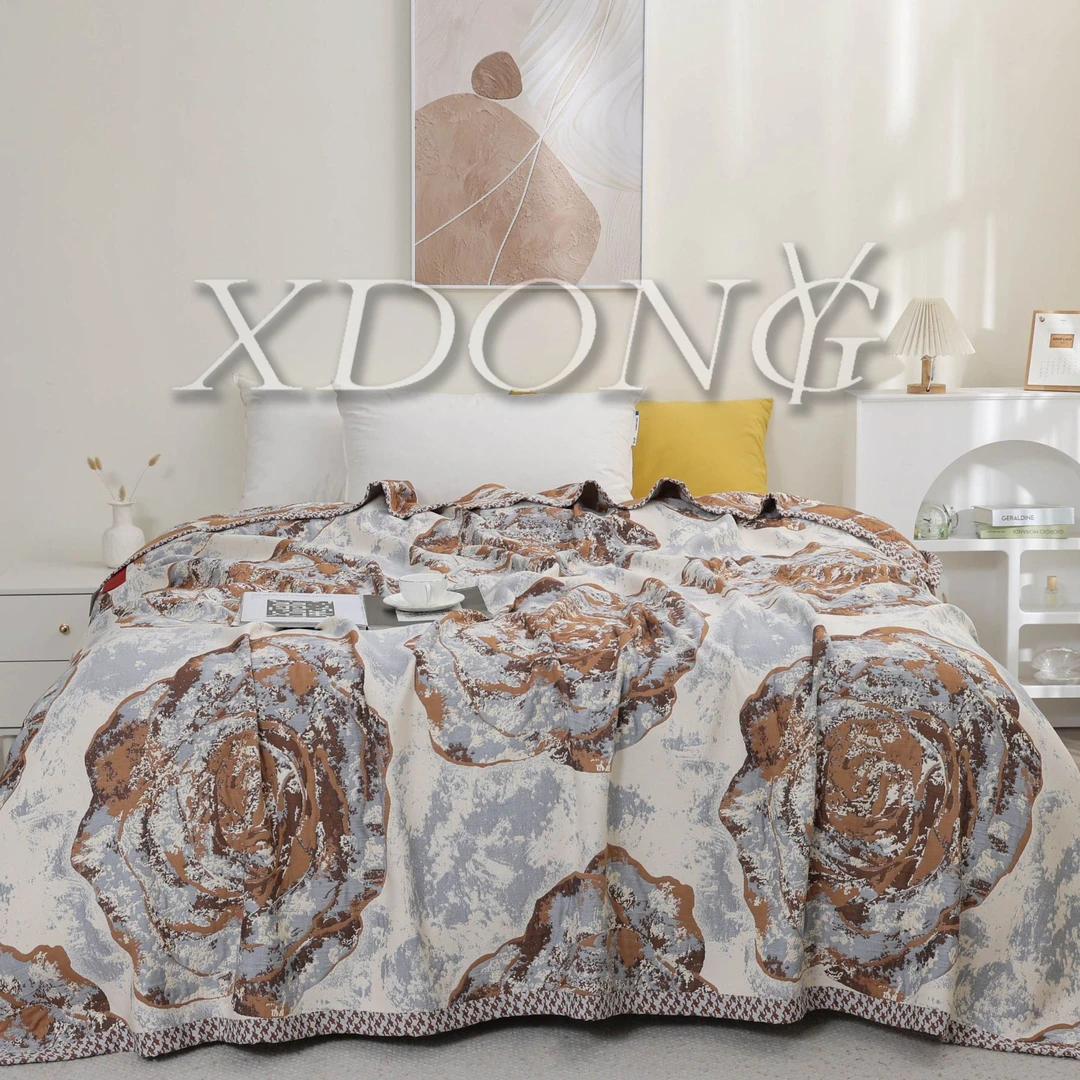 XDONGY（冬云家纺）高端230*250私人定制轻奢伊洛花灰色 理疗毯床盖