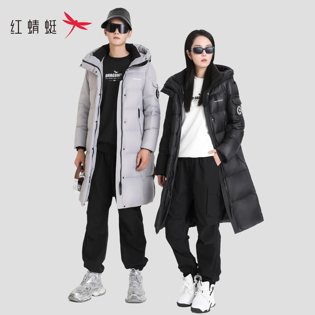REDDRAGONFLY/红蜻蜓连帽高蓬松度冬季新款长款防风羽绒服
