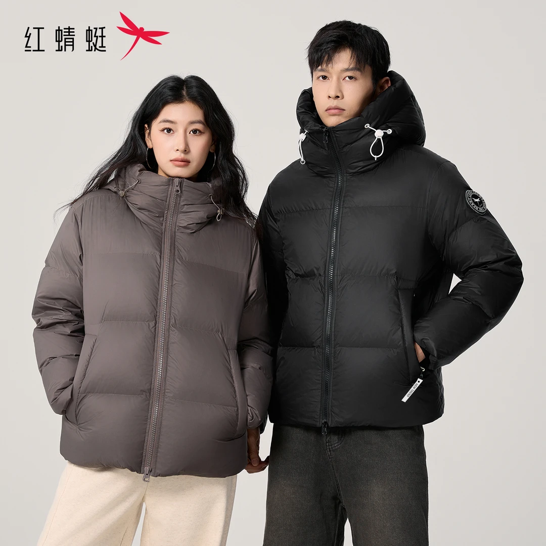 REDDRAGONFLY/红蜻蜓冬季新款时尚短款休闲加厚保暖连帽羽绒服
