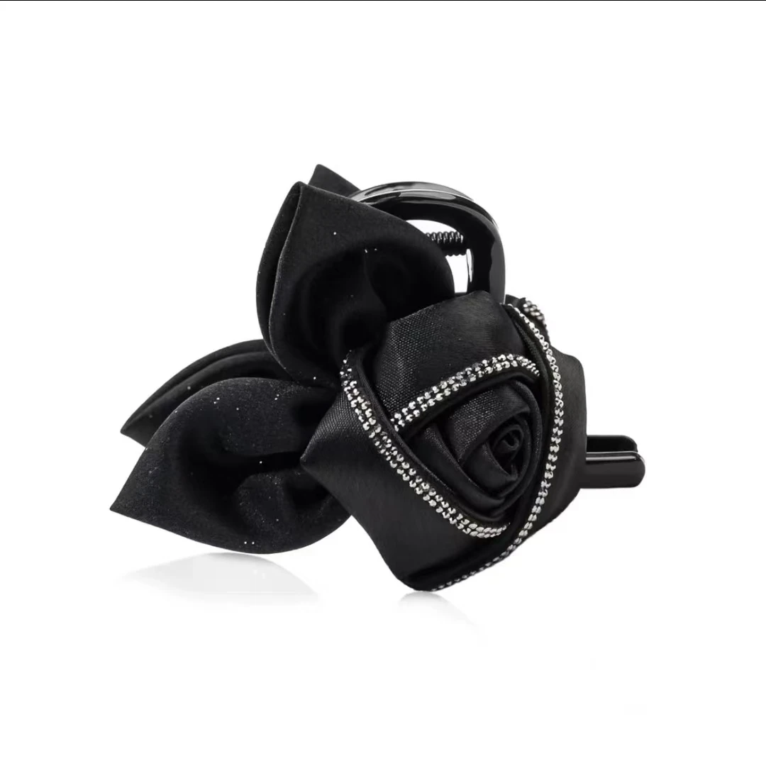 路易斯 玫瑰 黑色气质蝴蝶结8cm抓夹ZJ096 红人上新